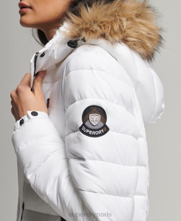 Superdry femmes manteau fuji super long D64Z3778 vêtements blanc