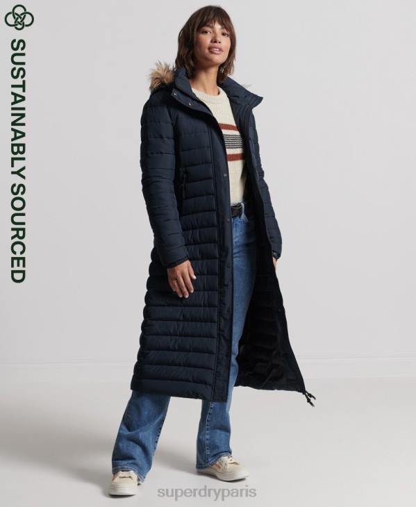Superdry femmes manteau fuji super long D64Z3816 vêtements marine