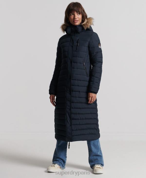Superdry femmes manteau fuji super long D64Z3816 vêtements marine