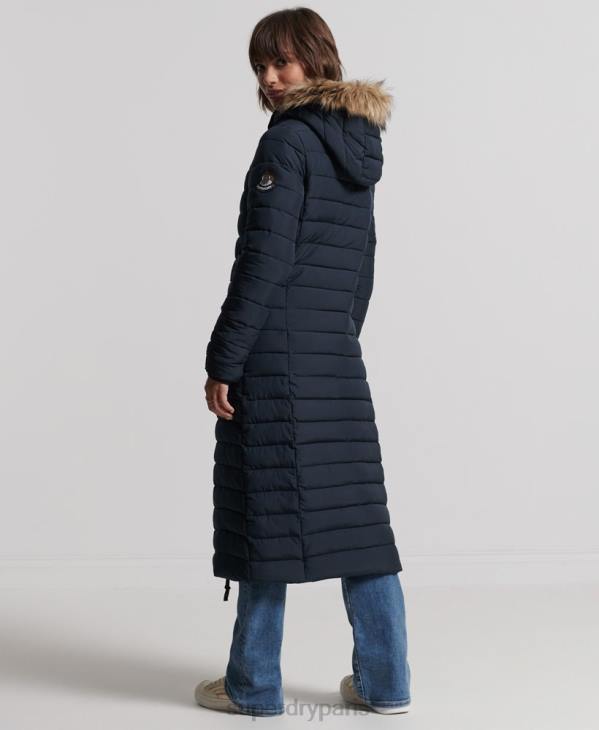 Superdry femmes manteau fuji super long D64Z3816 vêtements marine