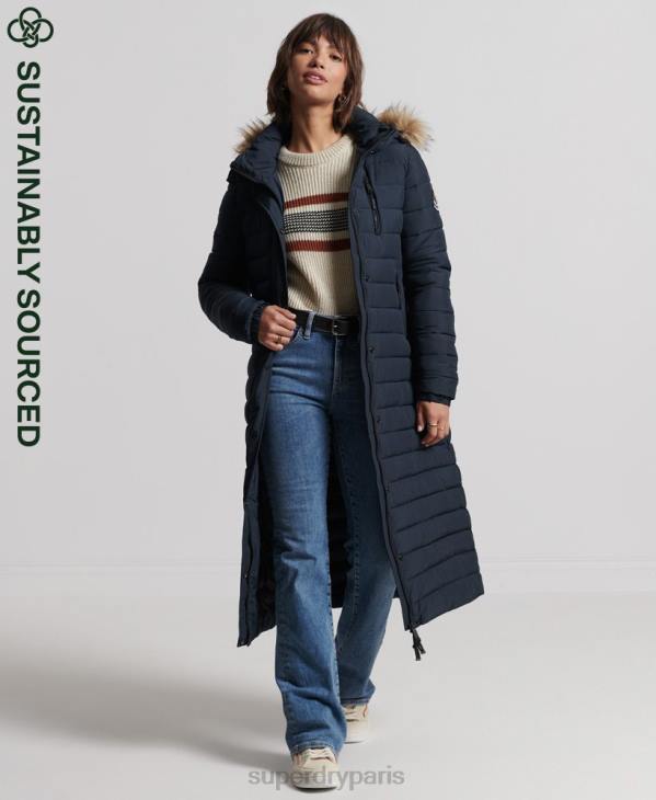 Superdry femmes manteau fuji super long D64Z3816 vêtements marine