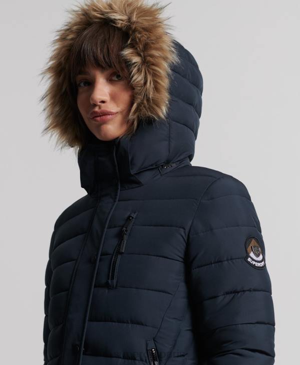 Superdry femmes manteau fuji super long D64Z3816 vêtements marine