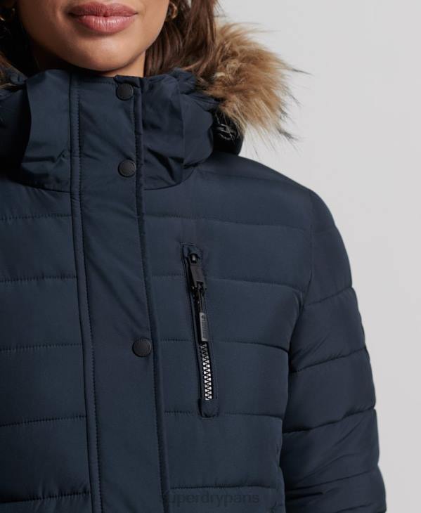 Superdry femmes manteau fuji super long D64Z3816 vêtements marine