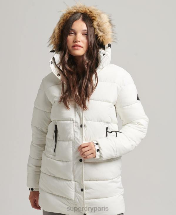 Superdry femmes manteau intermédiaire à capuche D64Z3586 vêtements blanc