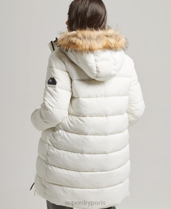 Superdry femmes manteau intermédiaire à capuche D64Z3586 vêtements blanc