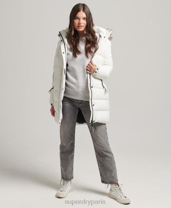 Superdry femmes manteau intermédiaire à capuche D64Z3586 vêtements blanc