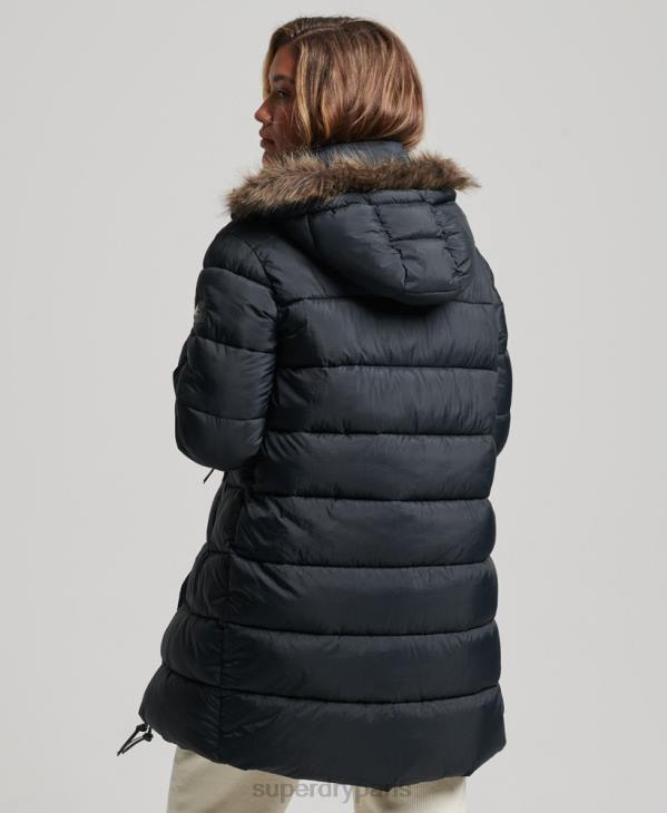 Superdry femmes manteau intermédiaire à capuche D64Z3734 vêtements gris foncé