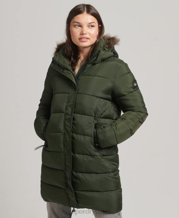 Superdry femmes manteau intermédiaire à capuche D64Z5633 vêtements vert