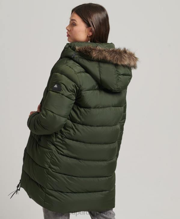Superdry femmes manteau intermédiaire à capuche D64Z5633 vêtements vert