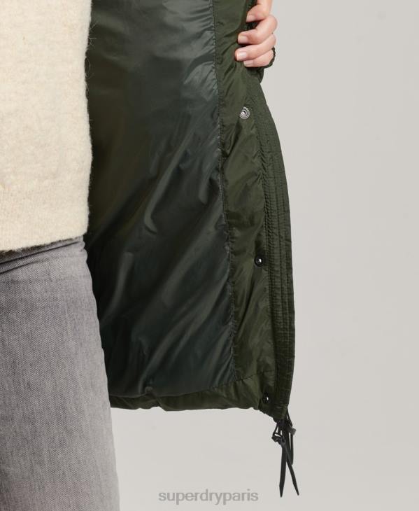 Superdry femmes manteau intermédiaire à capuche D64Z5633 vêtements vert