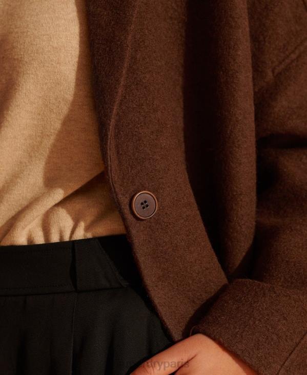 Superdry femmes manteau long en laine édition limitée D64Z5573 vêtements bronzer