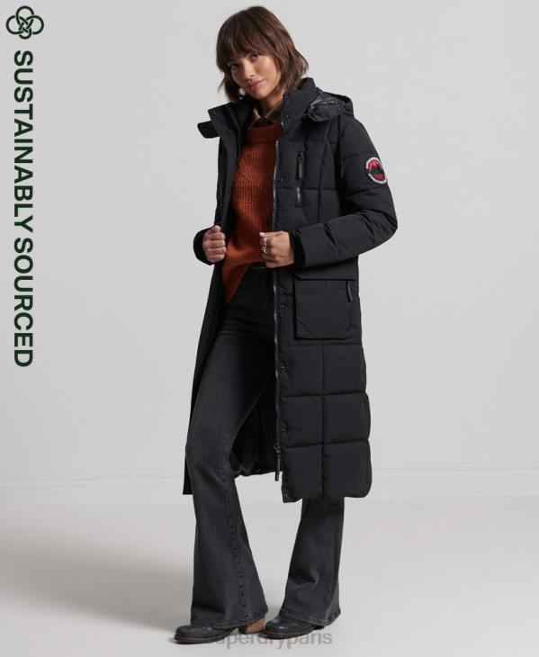 Superdry femmes manteau long everest D64Z5512 vêtements noir