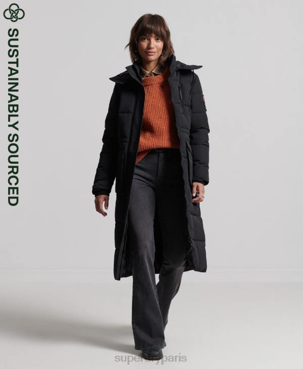 Superdry femmes manteau long everest D64Z5512 vêtements noir