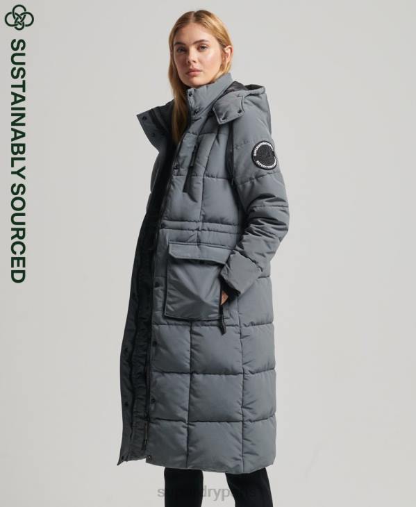 Superdry femmes manteau long everest D64Z5576 vêtements gris foncé