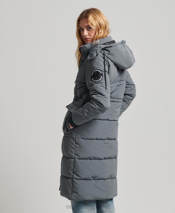 Superdry femmes manteau long everest D64Z5576 vêtements gris foncé