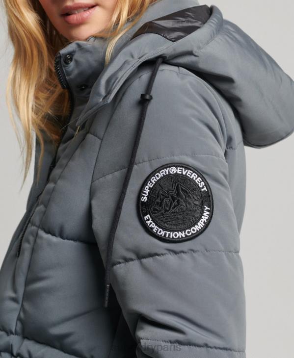 Superdry femmes manteau long everest D64Z5576 vêtements gris foncé