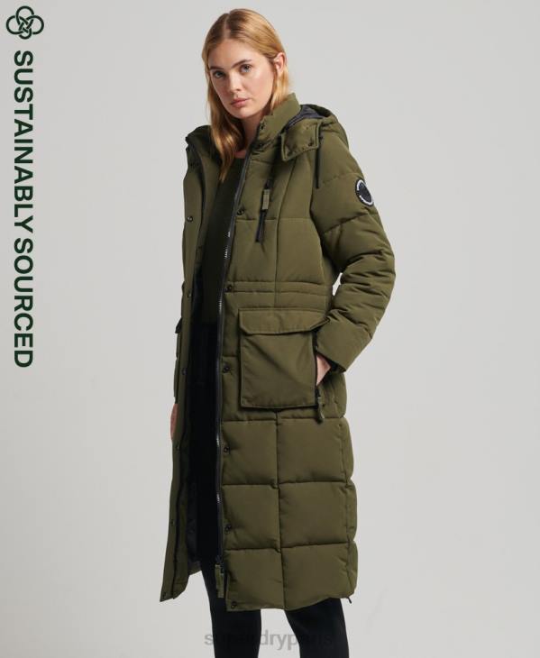 Superdry femmes manteau long everest D64Z5688 vêtements vert