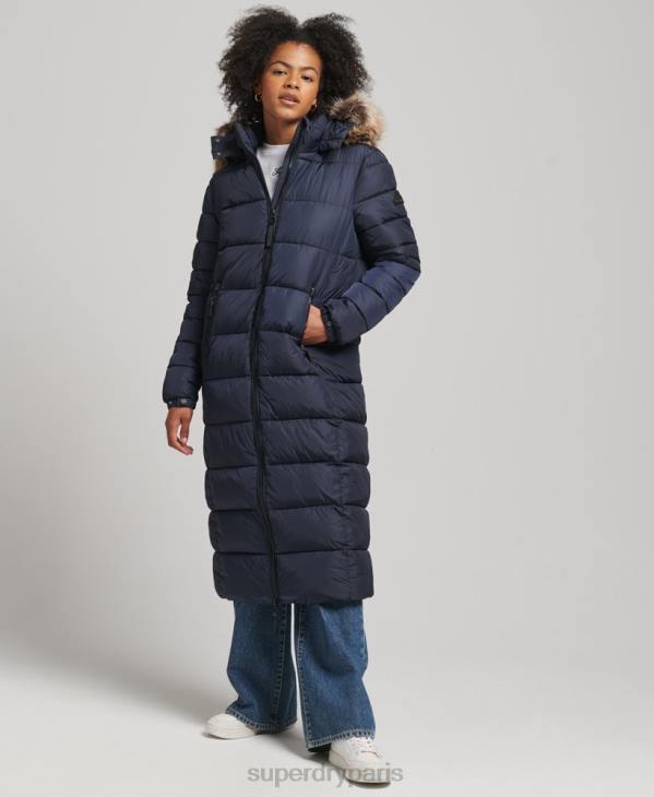 Superdry femmes manteau long fuji à capuche montagne D64Z5651 vêtements marine