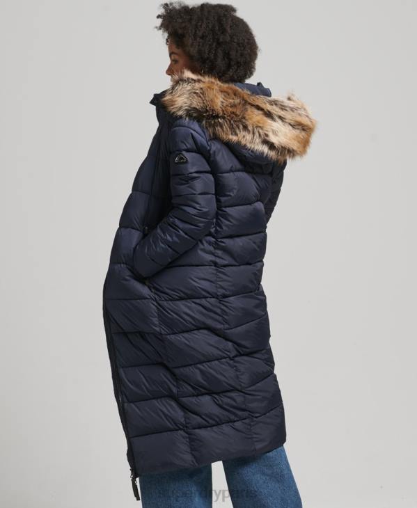 Superdry femmes manteau long fuji à capuche montagne D64Z5651 vêtements marine