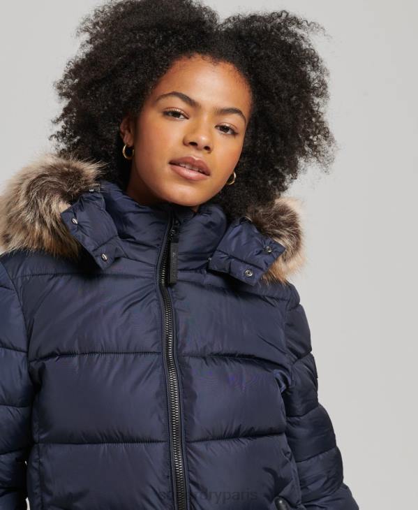 Superdry femmes manteau long fuji à capuche montagne D64Z5651 vêtements marine