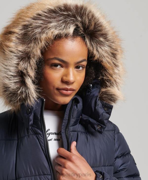 Superdry femmes manteau long fuji à capuche montagne D64Z5651 vêtements marine