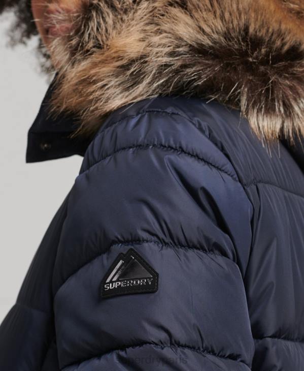 Superdry femmes manteau long fuji à capuche montagne D64Z5651 vêtements marine