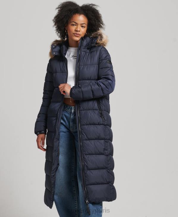 Superdry femmes manteau long fuji à capuche montagne D64Z5651 vêtements marine