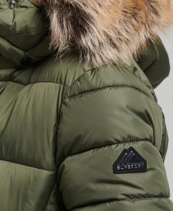 Superdry femmes manteau long fuji à capuche montagne D64Z5671 vêtements kaki