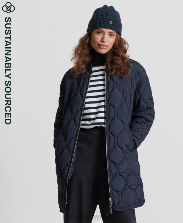 Superdry femmes manteau long matelassé studios D64Z3694 vêtements marine