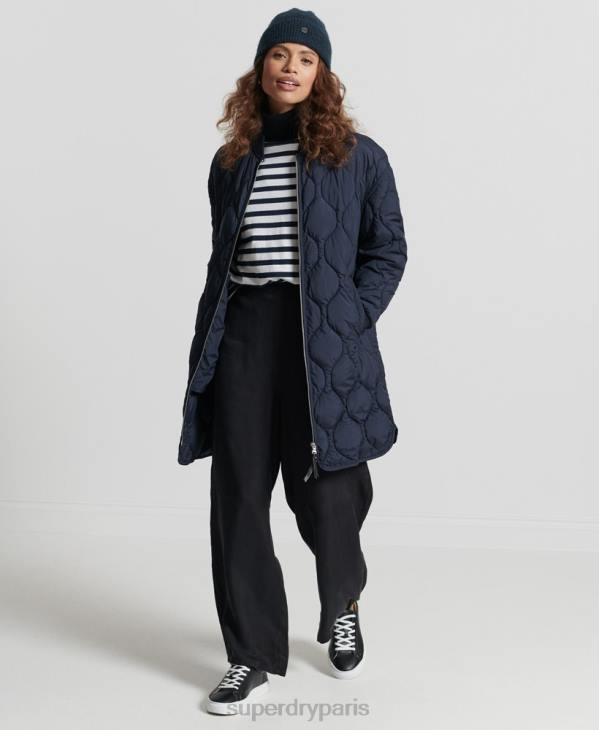 Superdry femmes manteau long matelassé studios D64Z3694 vêtements marine