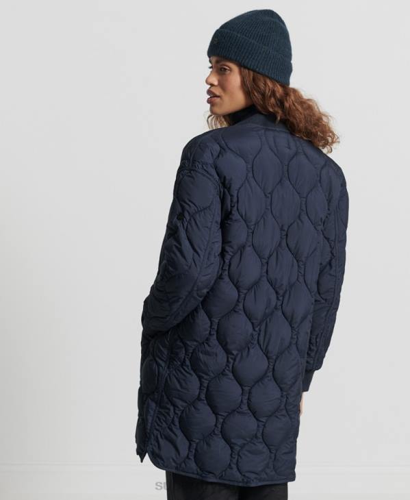 Superdry femmes manteau long matelassé studios D64Z3694 vêtements marine