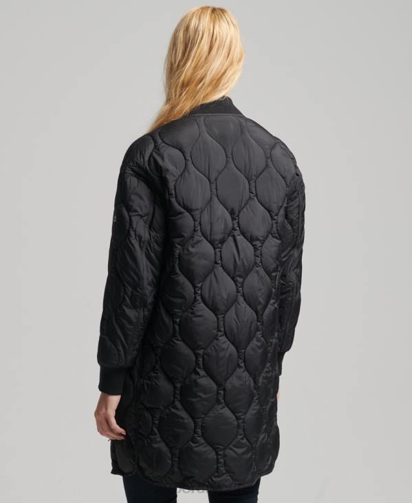 Superdry femmes manteau long matelassé studios D64Z3798 vêtements noir