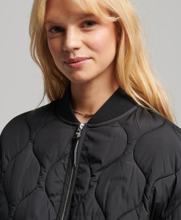Superdry femmes manteau long matelassé studios D64Z3798 vêtements noir