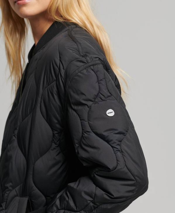 Superdry femmes manteau long matelassé studios D64Z3798 vêtements noir