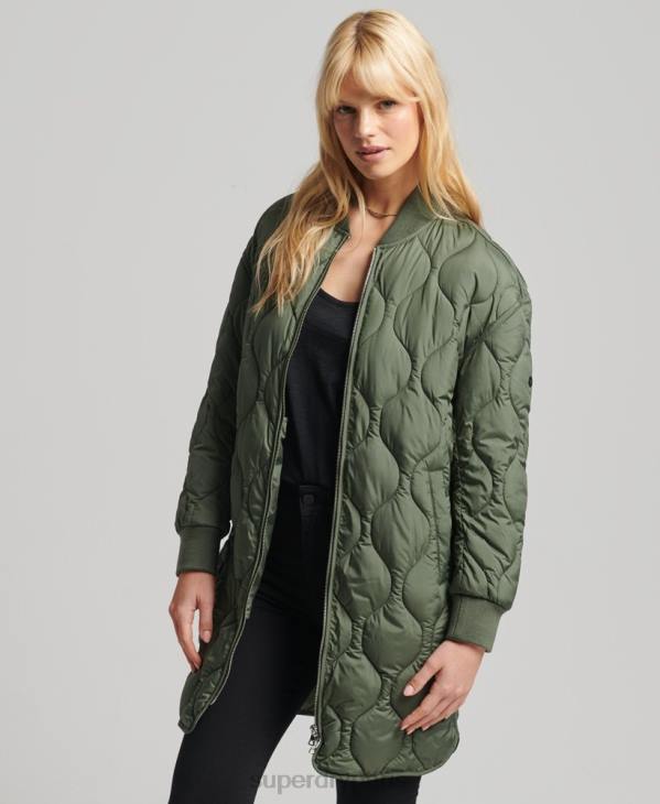 Superdry femmes manteau long matelassé studios D64Z3799 vêtements vert