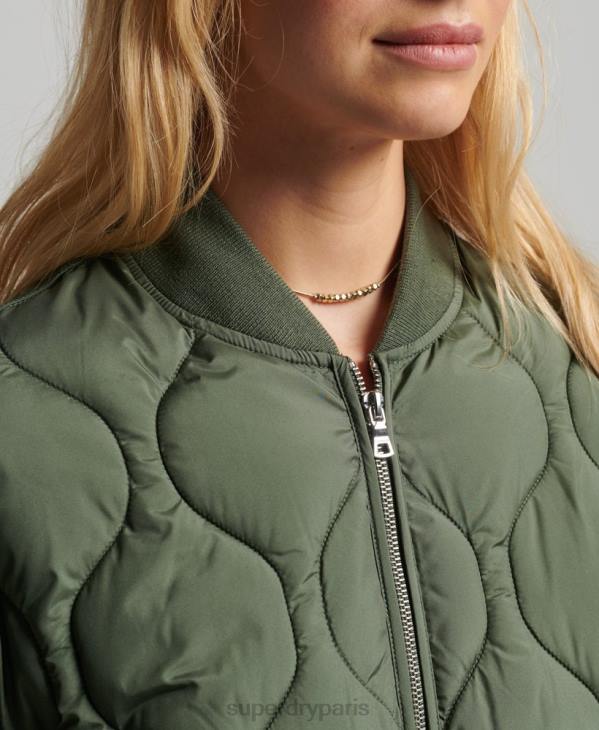 Superdry femmes manteau long matelassé studios D64Z3799 vêtements vert