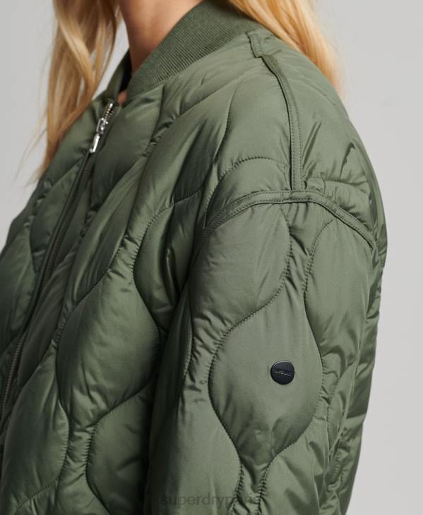 Superdry femmes manteau long matelassé studios D64Z3799 vêtements vert