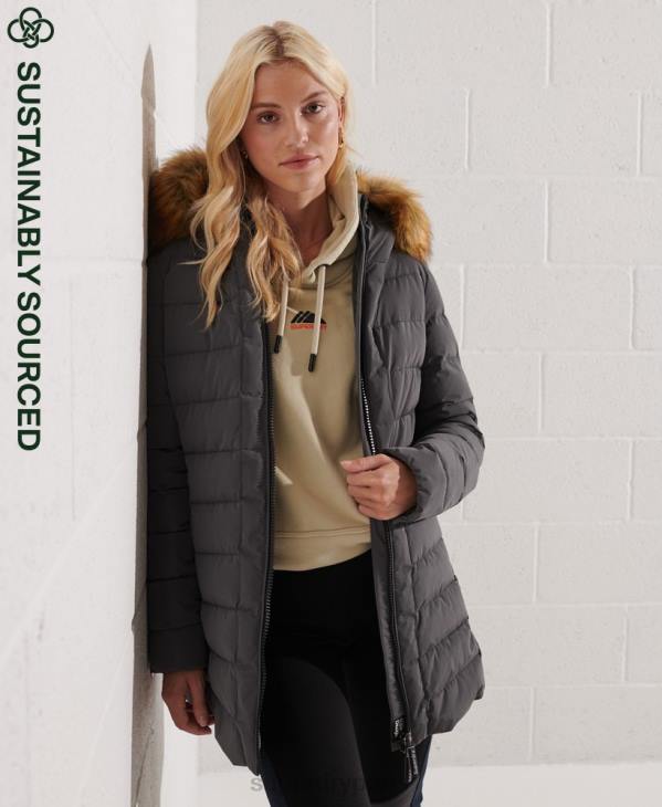 Superdry femmes manteau matelassé arctic tall D64Z3645 vêtements gris foncé