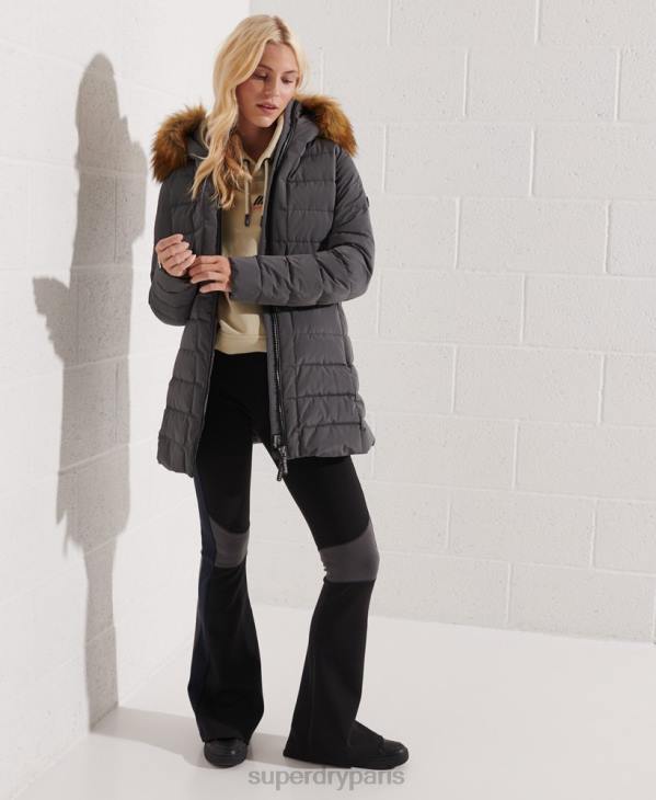 Superdry femmes manteau matelassé arctic tall D64Z3645 vêtements gris foncé