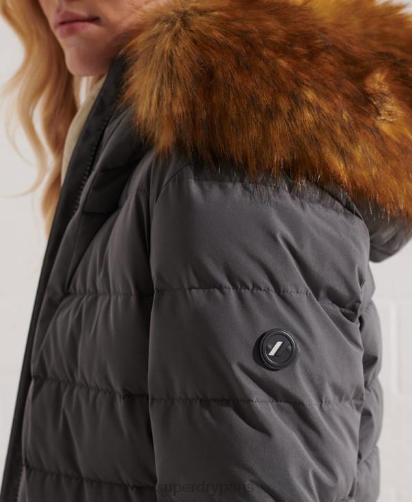 Superdry femmes manteau matelassé arctic tall D64Z3645 vêtements gris foncé