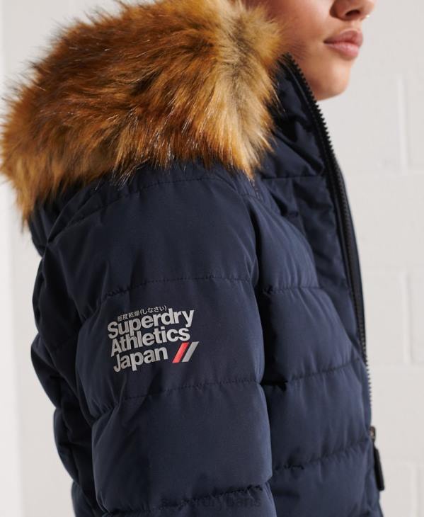 Superdry femmes manteau matelassé arctic tall D64Z3646 vêtements marine
