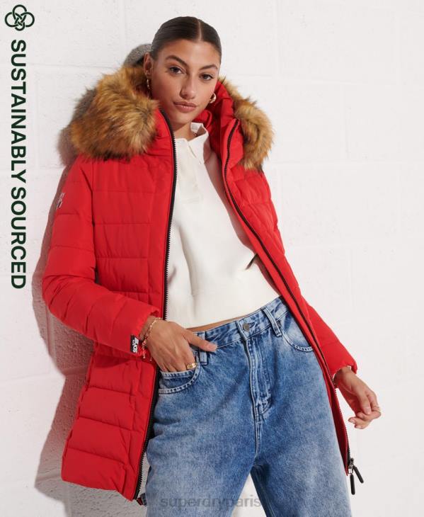 Superdry femmes manteau matelassé arctic tall D64Z3648 vêtements rouge