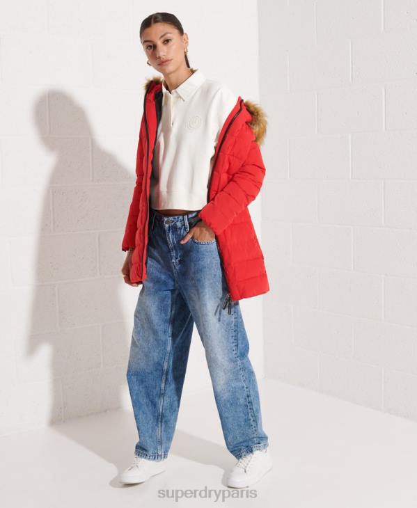 Superdry femmes manteau matelassé arctic tall D64Z3648 vêtements rouge