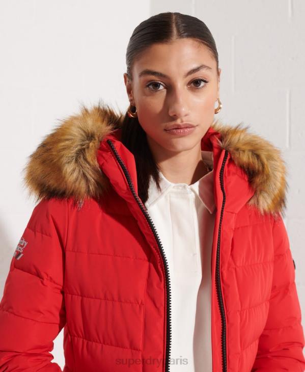 Superdry femmes manteau matelassé arctic tall D64Z3648 vêtements rouge