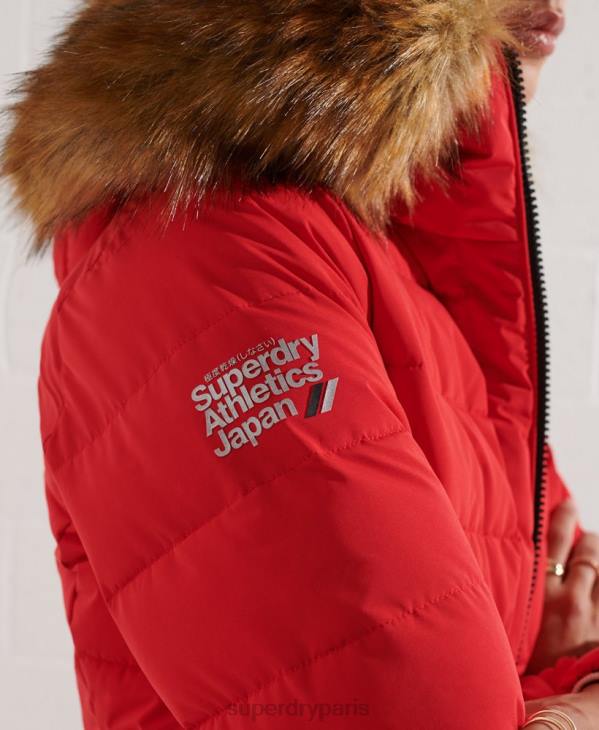 Superdry femmes manteau matelassé arctic tall D64Z3648 vêtements rouge