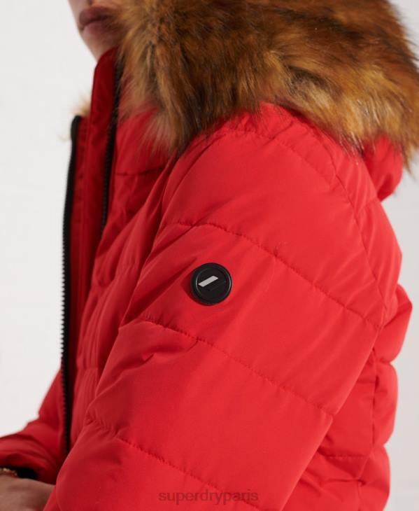 Superdry femmes manteau matelassé arctic tall D64Z3648 vêtements rouge