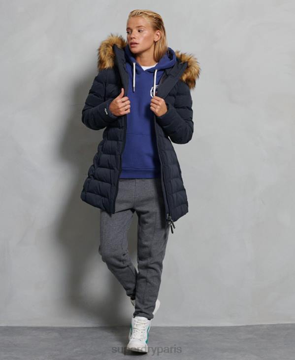 Superdry femmes manteau matelassé arctic tall D64Z5655 vêtements marine