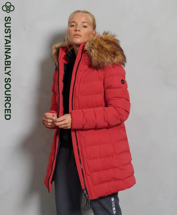 Superdry femmes manteau matelassé arctic tall D64Z5714 vêtements rouge