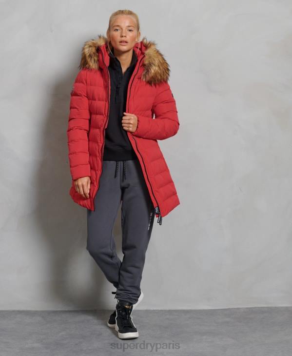 Superdry femmes manteau matelassé arctic tall D64Z5714 vêtements rouge