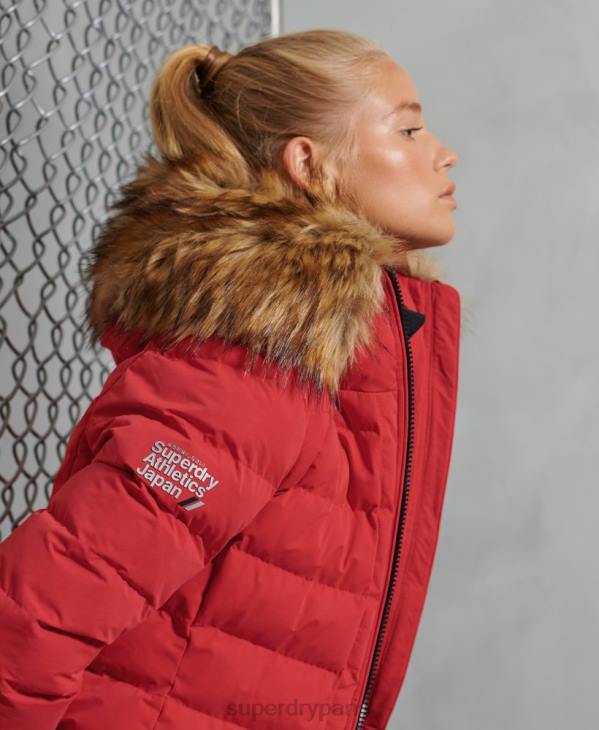 Superdry femmes manteau matelassé arctic tall D64Z5714 vêtements rouge